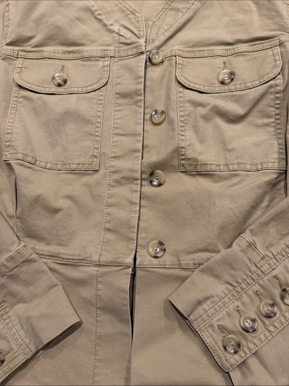 CAbi Camp Jacket #5477 Khaki Tan Utility Peplum Military Jacket M - Picture 5 of 10